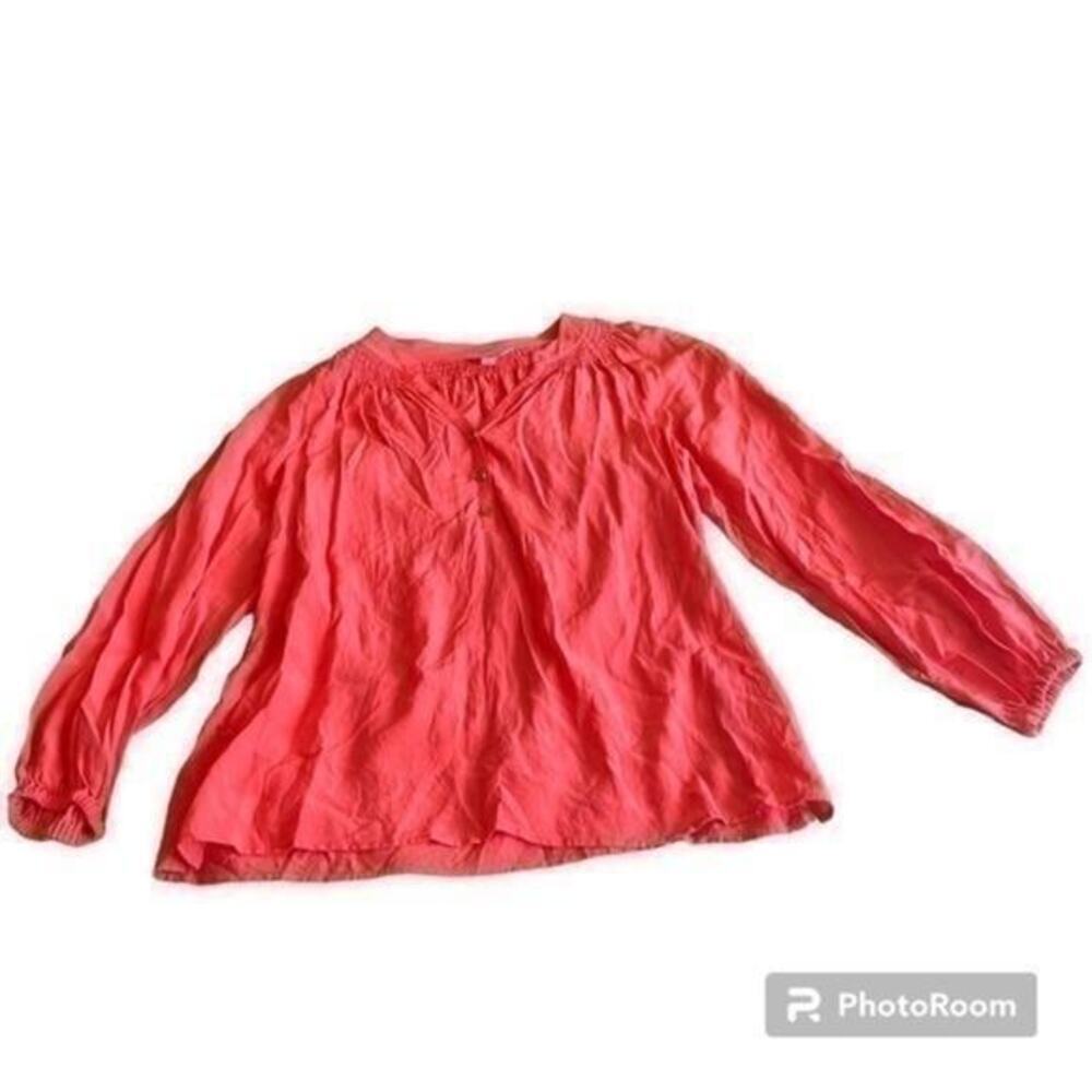 Lilly Pulitzer Coral Pink 100% Silk Peasant Blouse Top Size Small - Picture 2 of 8